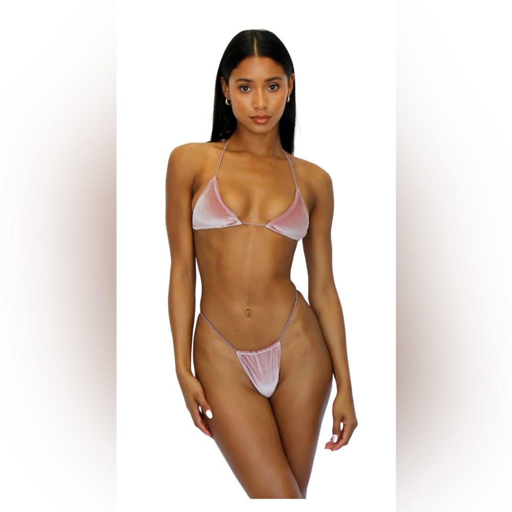 Melissa Simone Velvet Micro Bikini Top Size M